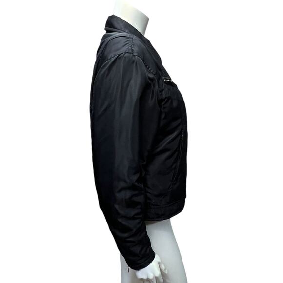 Harley-Davidson Black Nylon Bomber Jacket Quilted Lining & Embroidered Medium - Picture 4 of 13